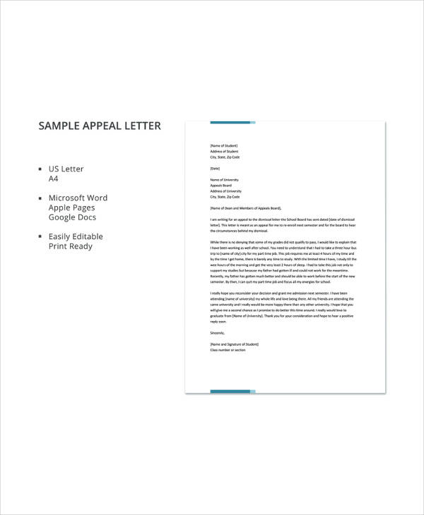 11+ Appeal Letter Templates - Free Sample, Example Format Download ...