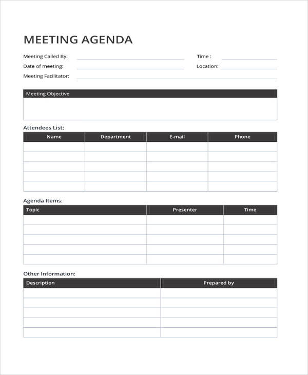 agenda templates