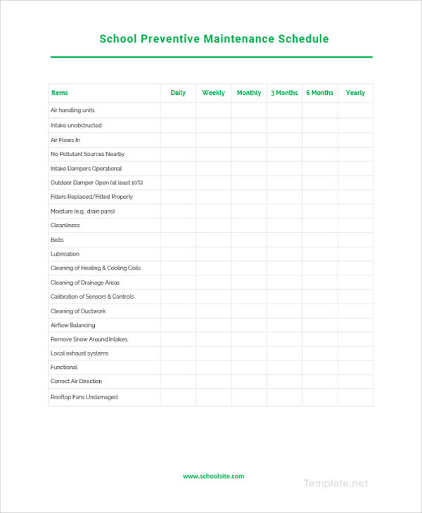 37 Preventive Maintenance Schedule Templates Word Excel PDF Free Premium Templates