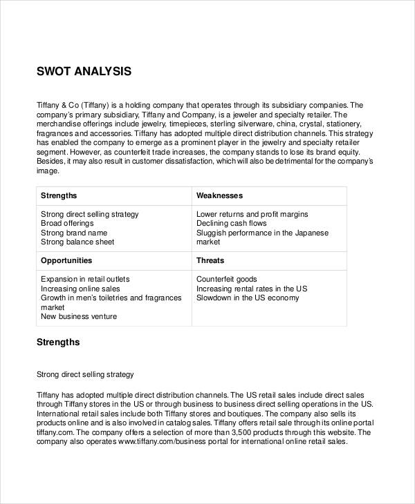 Swot Analysis Retail Store Manager Examples