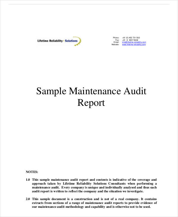 11 System Audit Report Templates Pdf