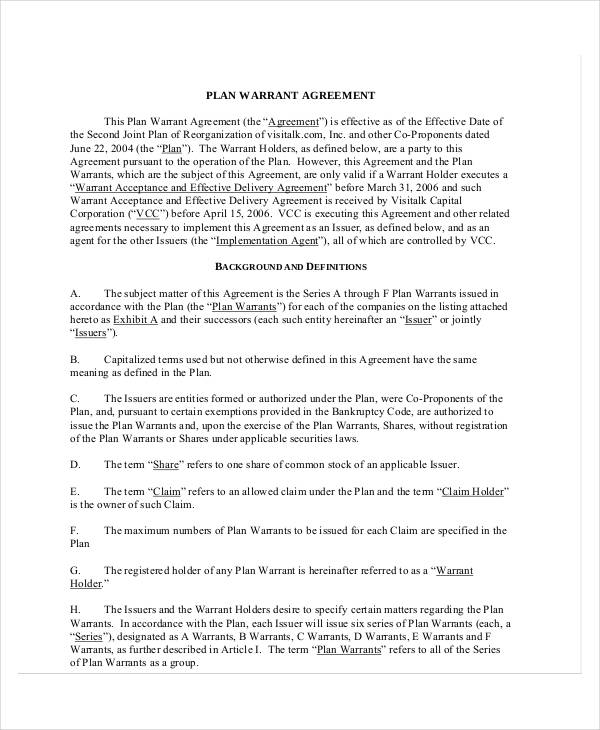 Collateral Warranty Agreement Template