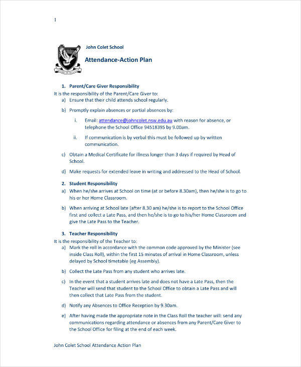 13+ Attendance Action Plan Samples &amp; Templates - DOC, PDF