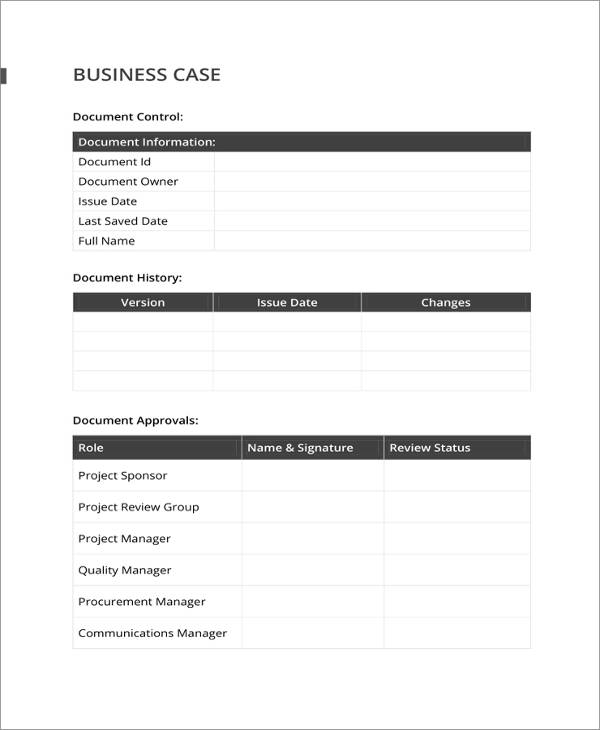 18  Business Case Templates PDF DOC