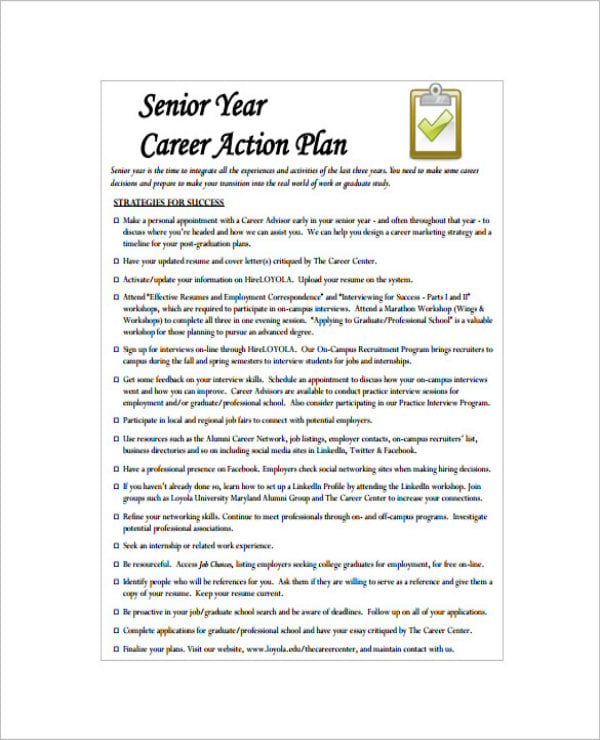 6 Career Action Plan Templates Pdf Word Apple Pages 