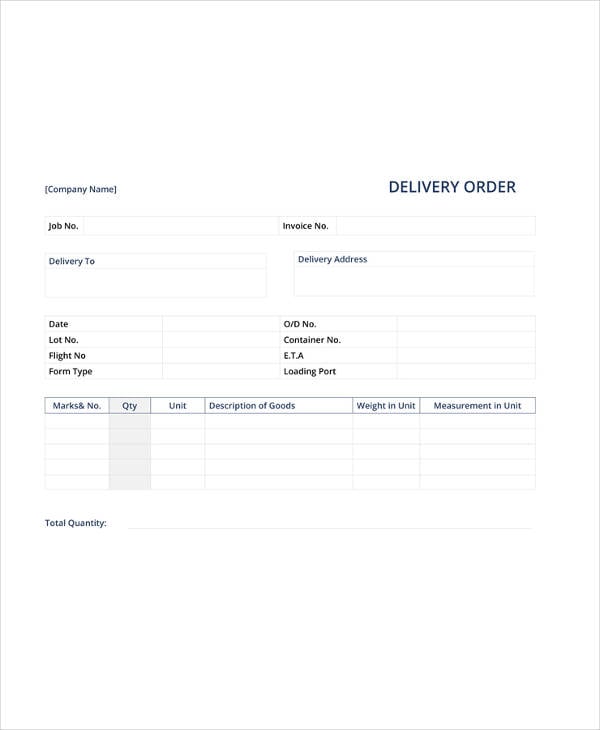 simple delivery order template