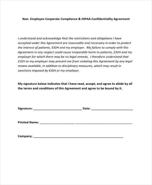 simple hipaa confidentiality agreement