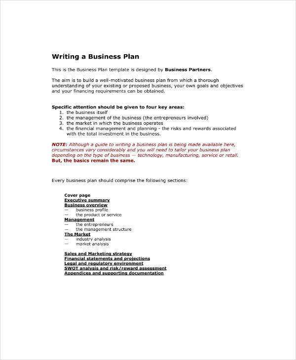 business plan industry example