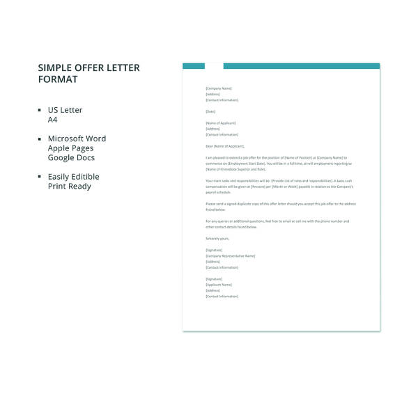 Company Offer Letter Template - 10+ Free Word, PDF Format Download ...