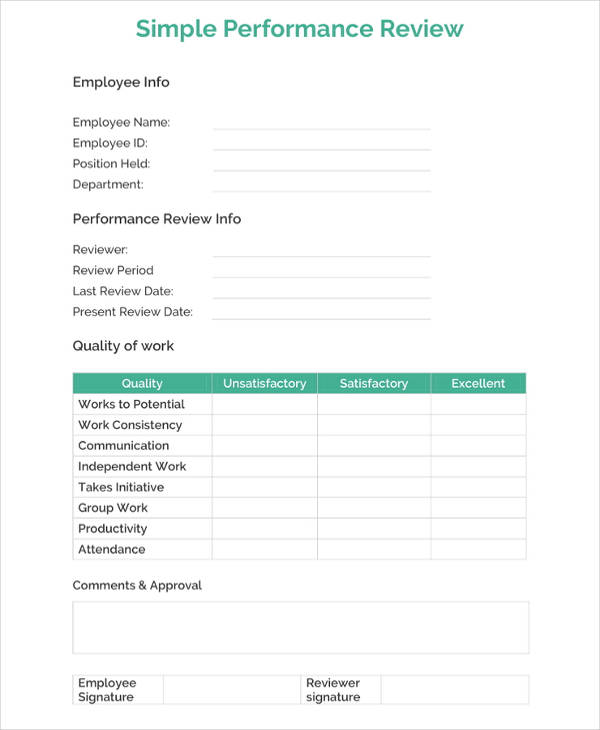 9 Sample Performance Review Templates Pdf Doc Free And Premium 9202