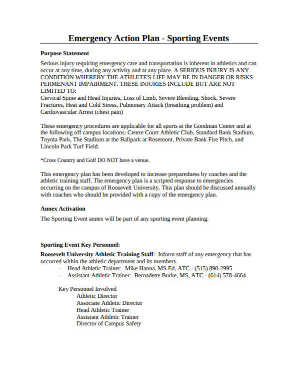 standard emergency action plan