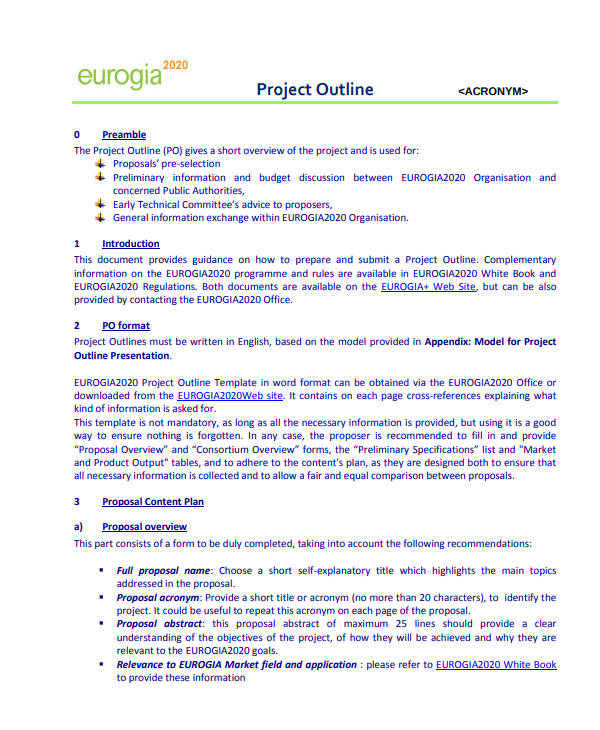 standard project proposal outline