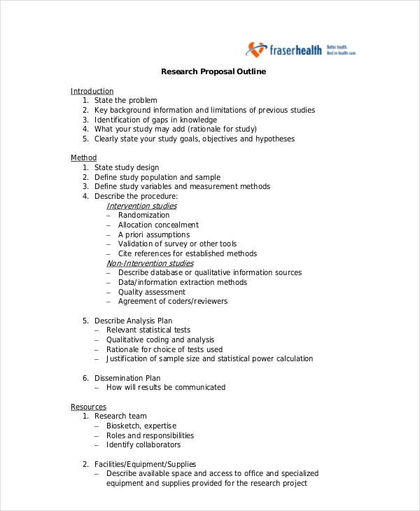 standard research proposal outline