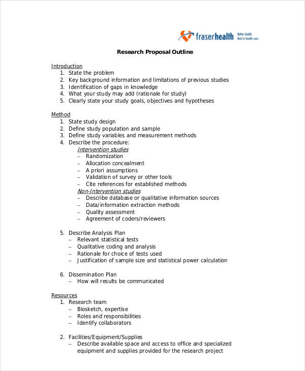 11+ Research Proposal Outline Templates - PDF