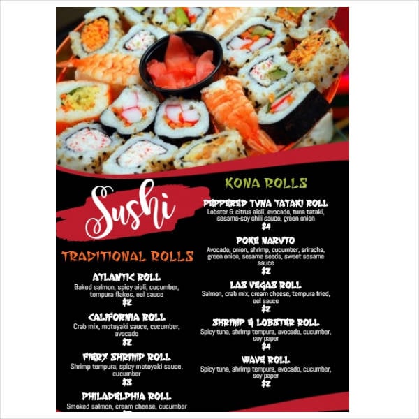sushi menu template