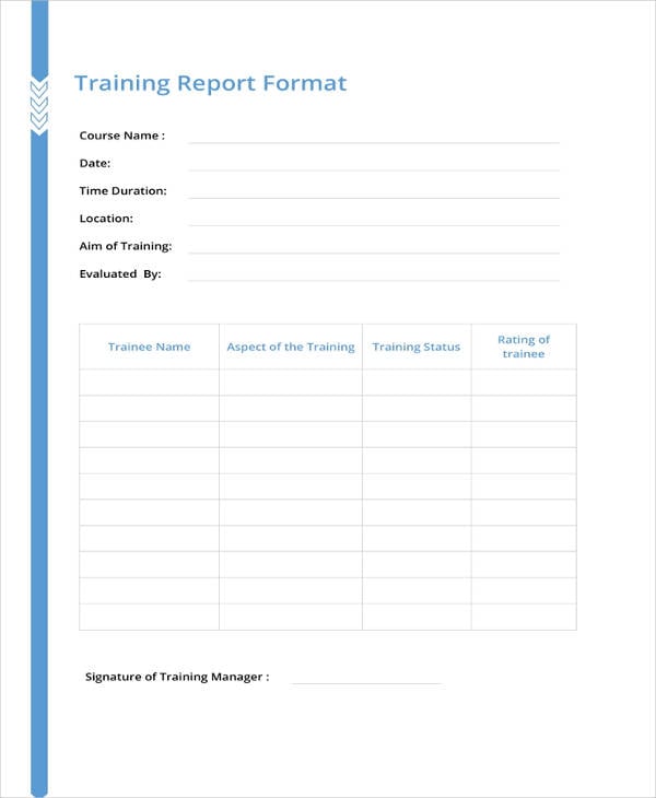 training report format