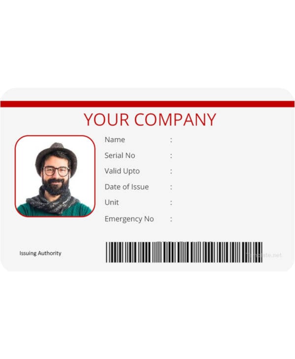 vertical blank id card template