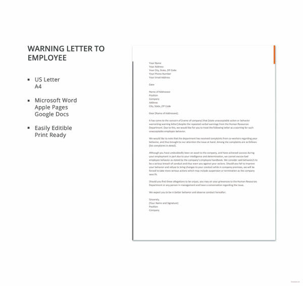 13+ Employee Warning Letter Template - PDF, DOC