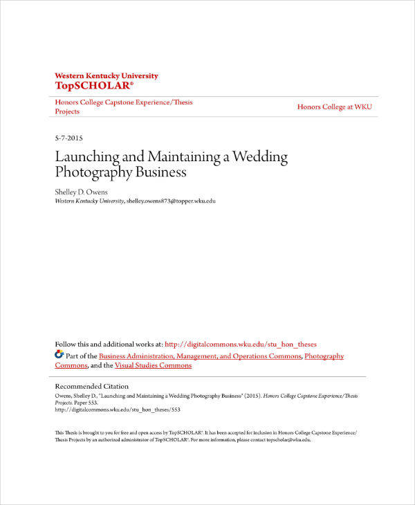 wedding photography business plan