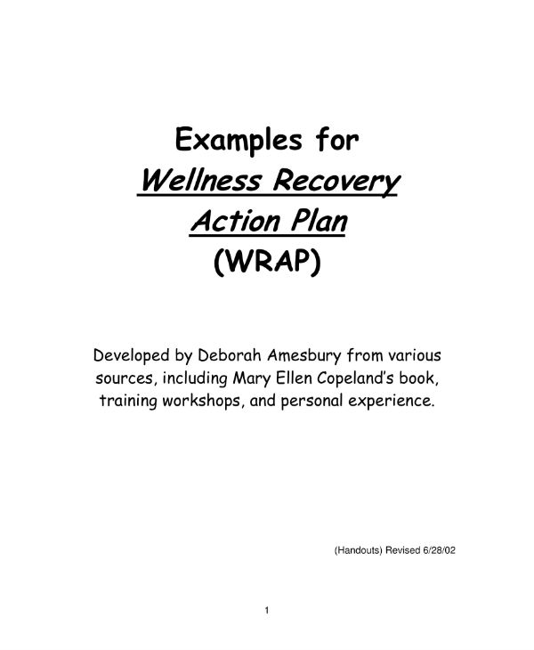 11+ Wellness Recovery Action Plan Templates - PDF, Word