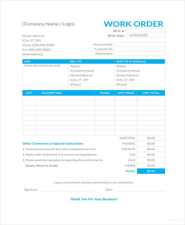 23+ Work Order Templates - PDF, DOC | Free & Premium Templates
