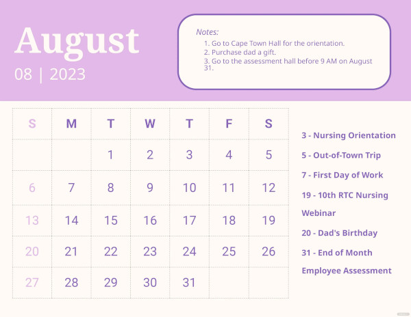 august 2023 calendar template