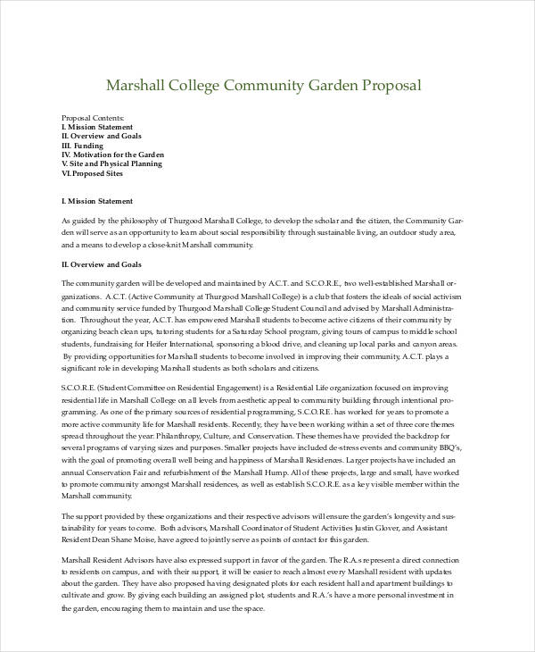 community garden project proposal