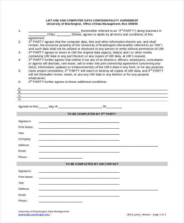 computer data confidentiality agreement