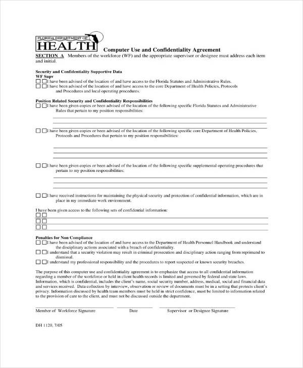computer use and confidentiality agreement