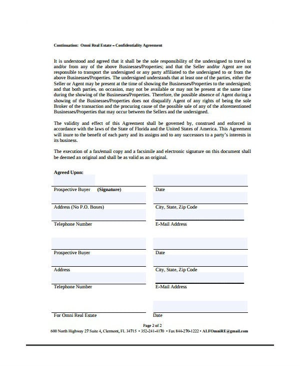 concise-real-estate-confidentiality-agreement-template