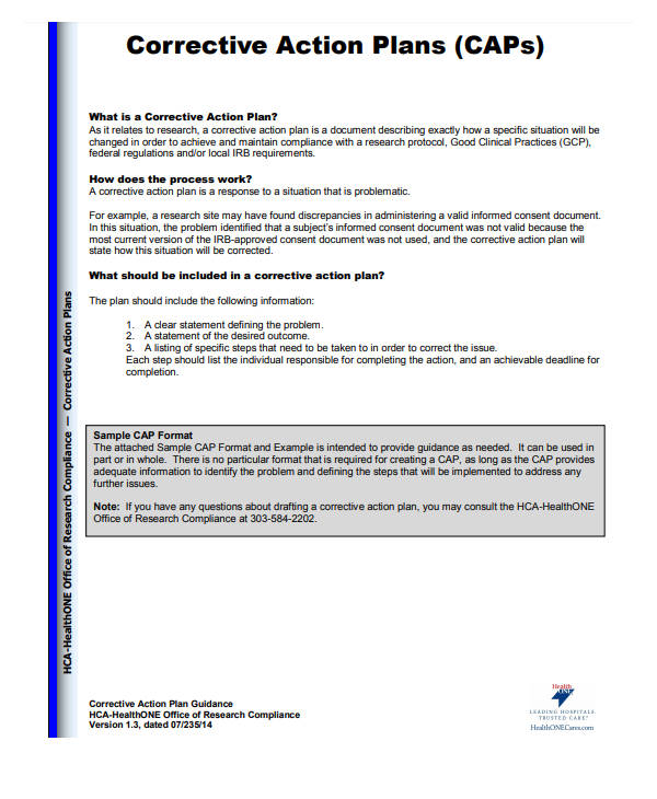 14 Corrective Action Plan Templates Samples PDF