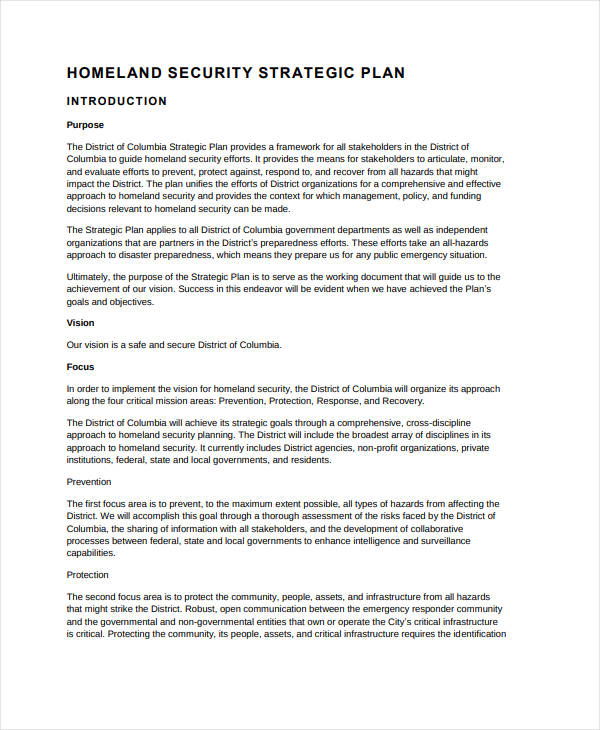 dc homeland security strategic plan
