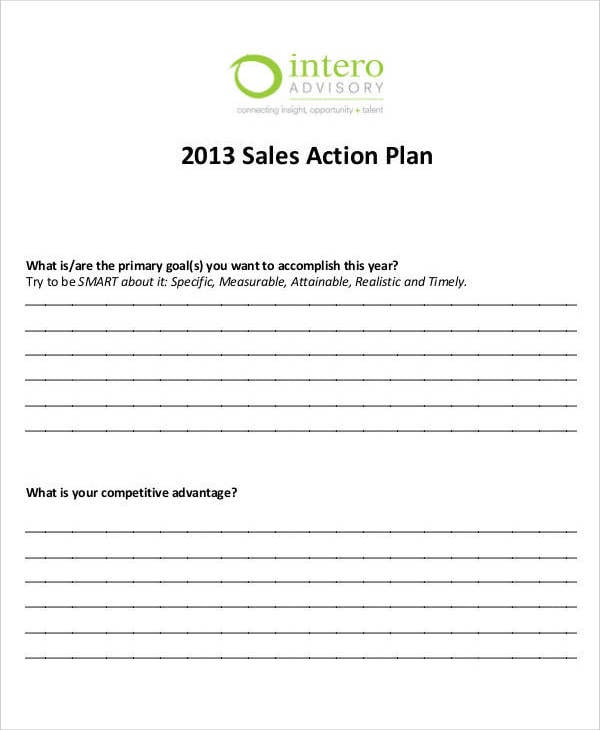 daily sales action plan example