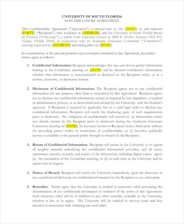 draft meeting confidentiality agreement sample