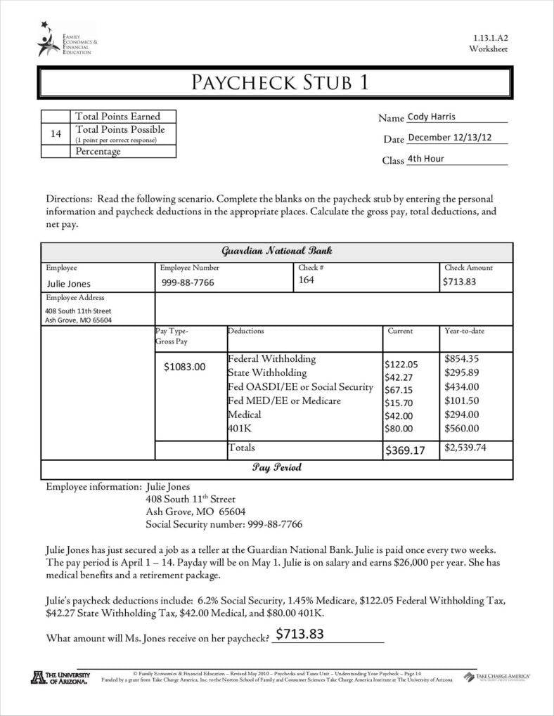 editable free pay check stub template pdf format page 001 788x1019