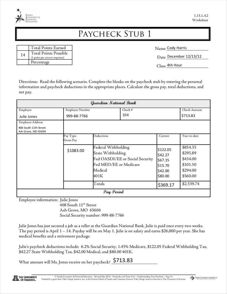 Double Stub Payroll Checks