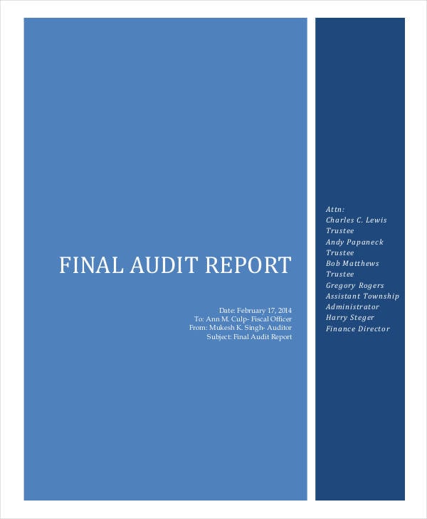 final audit monthly report