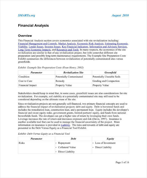 financial analysis overview sample1