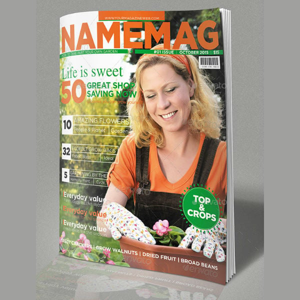 garden nature magazine cover design template