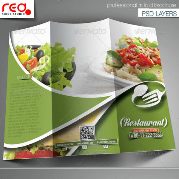 greens restaurant trifold brochure template