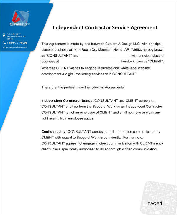 independent contractor agreement sample