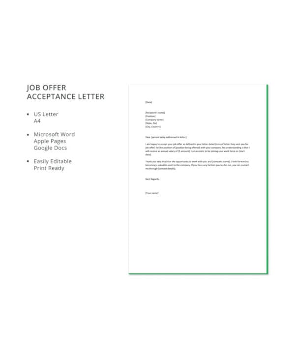 job offer acceptance letter template