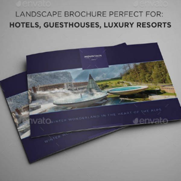landscape ski resort hotel brochure template