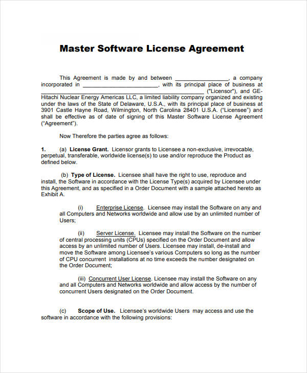 master software license agreement