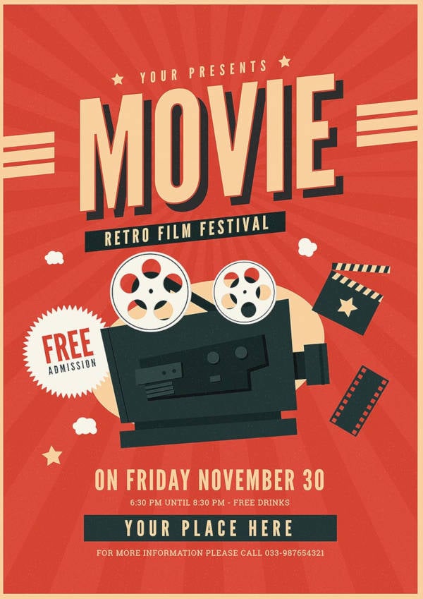 old retro movie festival flyer