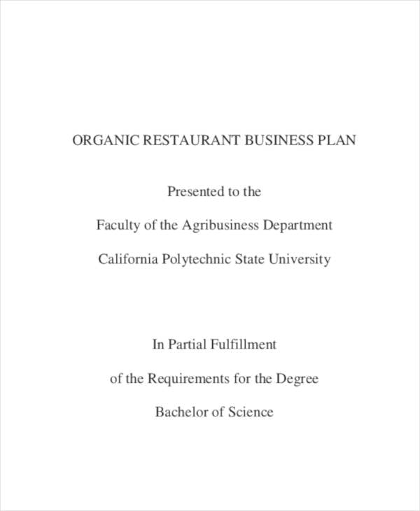 business plan for a healthy restaurant