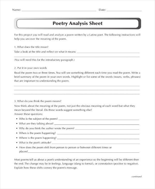 poetry analysis outline