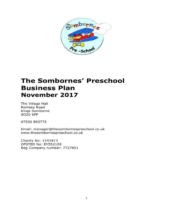  Preschool Business Plan Sample Small Step Child Care 2019 01 26