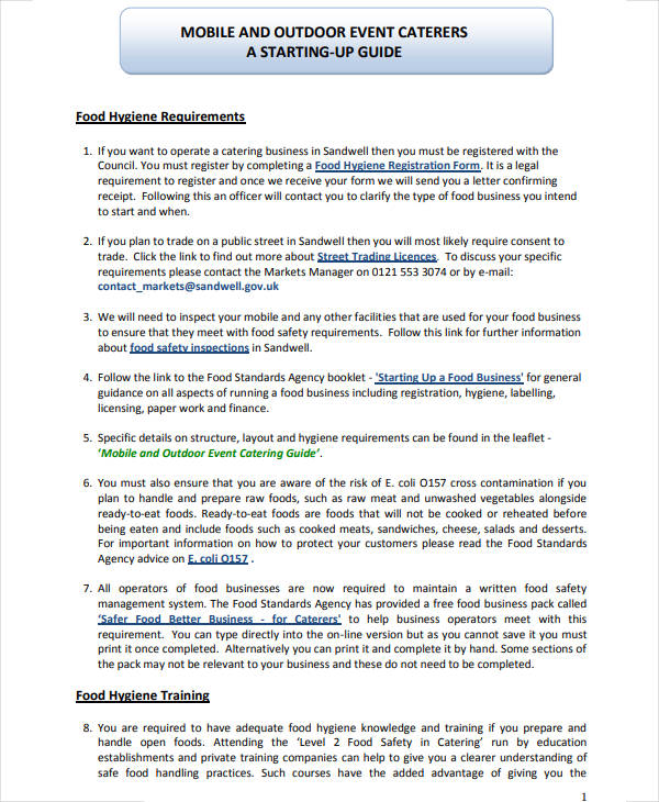 printable mobile catering business plan