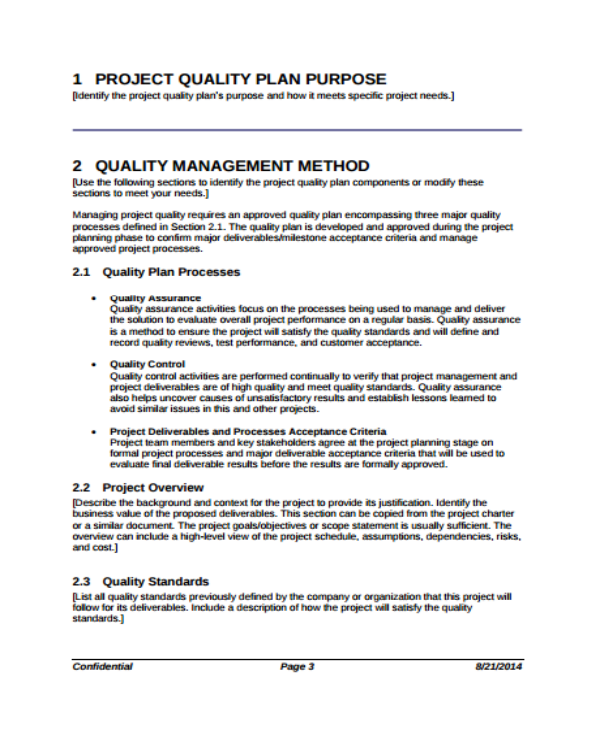 12 Project Quality Assurance Plan Templates PDF